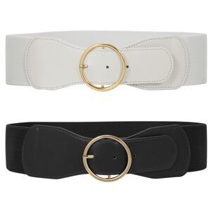 2 Pack Women Elastic Stretchy Wide Belt For Dress Ladies Stretch Thick Waist🤩